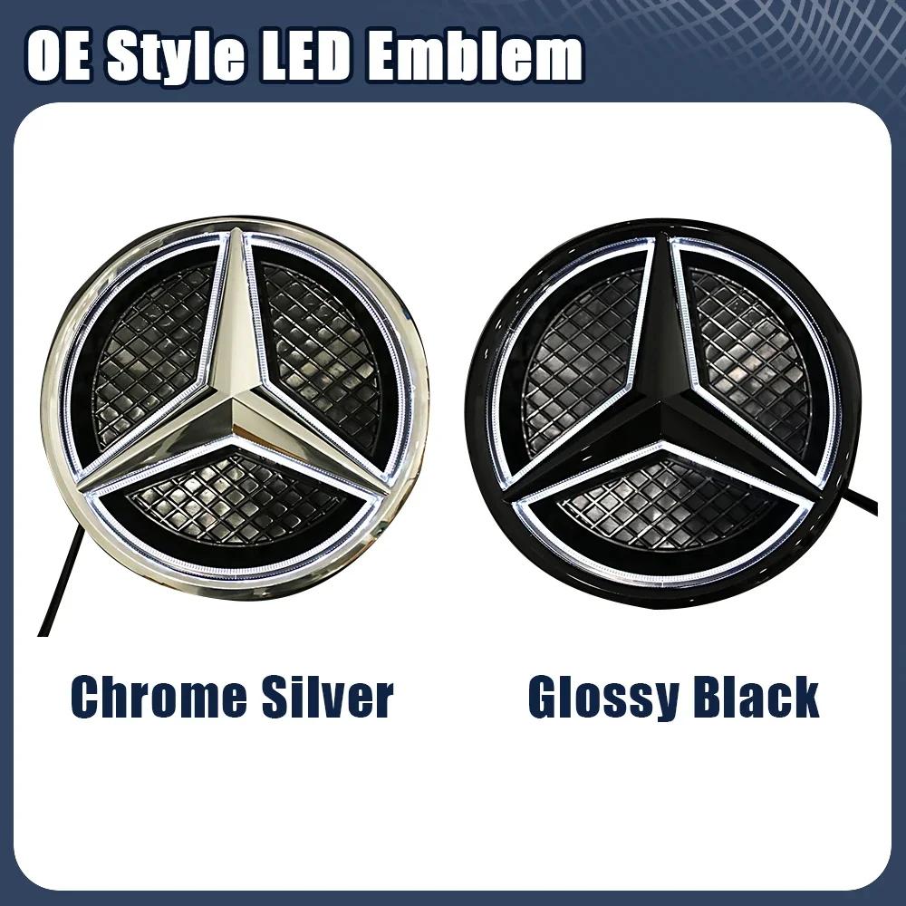 XEATN1 Hot 2026 For Benz Glossy Black OE Style LED Front Grille Star Emblem Logo For Mercedes Benz GLC250 GLC300 GLC350 GLE400 GLE450 G