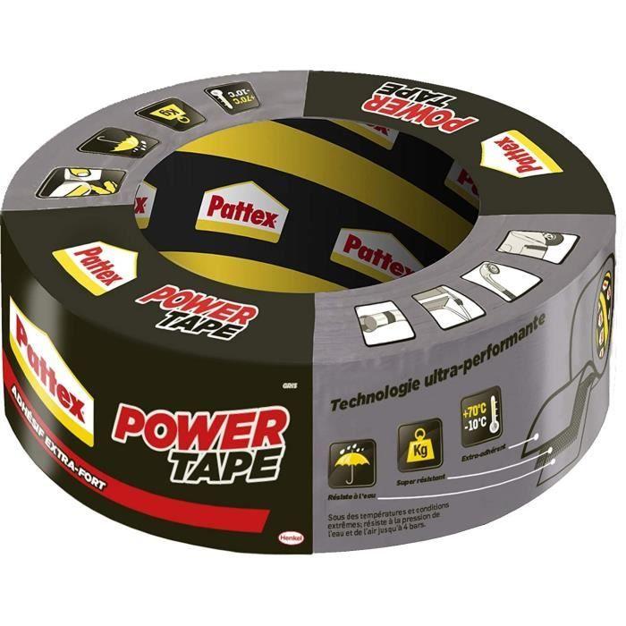 Adhésif Power Tape gris 25 m - PATTEX - 1669220