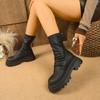 Свободные Женские Ботинки из Мягкой Кожи Мягкая Эластичная Подошва Не Устают Ноги Теплые Дышащие Толстая Подошва Увеличение Роста Модные Удобные Ботинки Мартин