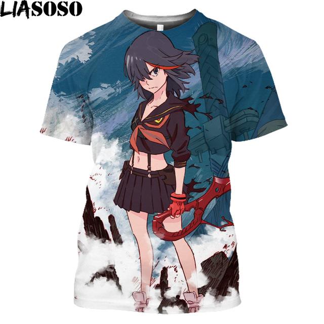 Футболка с 3D принтом аниме Kill La Kill, мужские и женские летние свободные рубашки в стиле Харадзюку, уличная одежда унисекс, футболки, топы