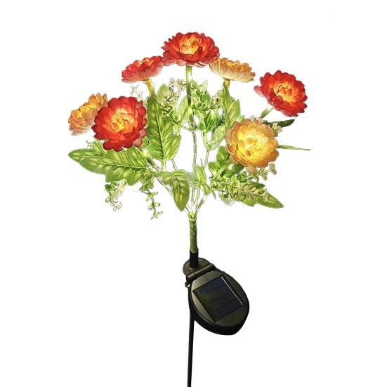 Artificial Snow Lotus Solar Light with Stake Weather-proof Outdoor Garden Yard Pathway Patio Yard