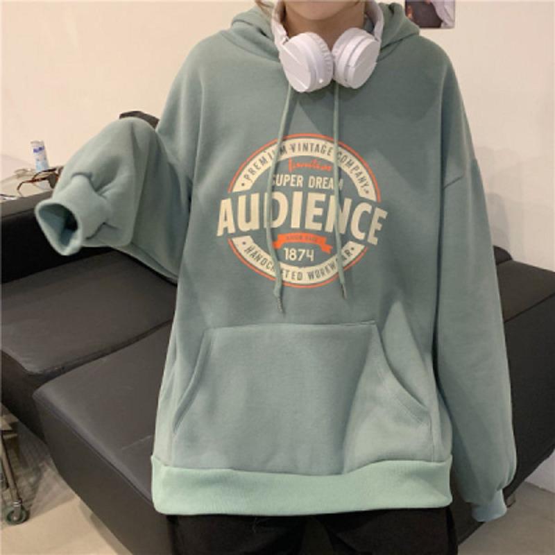 Vintage Plush Thick Hooded Sweater: Women's Long-Sleeve Autumn/Winter Top