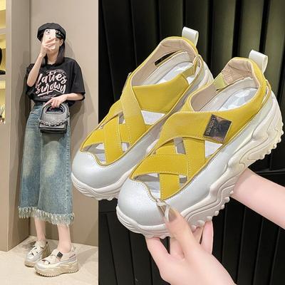 Модные модные босоножки с толстой подошвой, увеличивающие рост, летняя новая одежда, ажурные, противоскользящие, износостойкие спортивные туфли Baotou