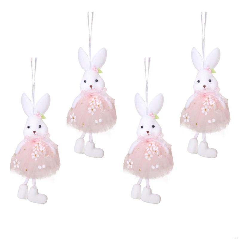 92MF 4Pcs Holiday Bunnies Ornaments Multicolor Hanging Decorations for Party