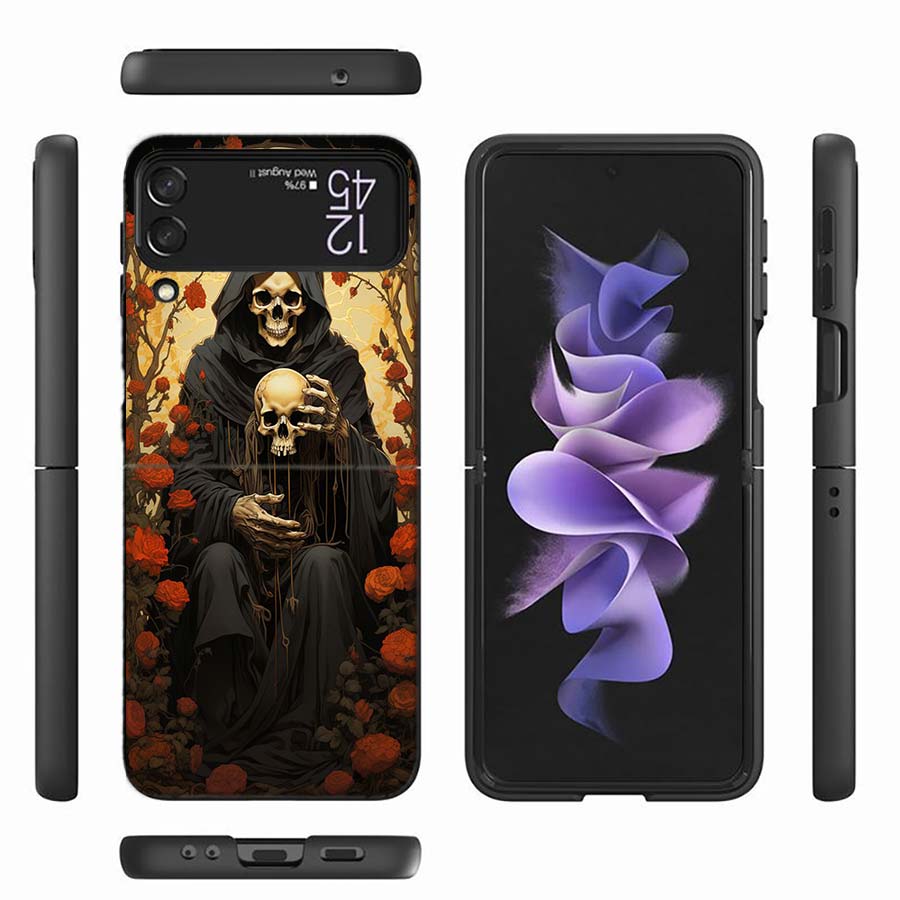 Чехол для телефона Скелет Жнеца для Samsung Z Flip 6 7 5G Z Flip 5 Galaxy Z Flip 3 4 5G ZFlip Ударопрочный Жесткий Чехол ТПУ ПК