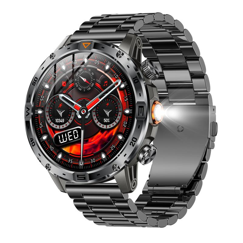 AK91 Men Smart Watch Compass Flashlight Outdoors Multi-Sports Fitness Tracker BT Calling 1000Mah Large Battery Smartwatch