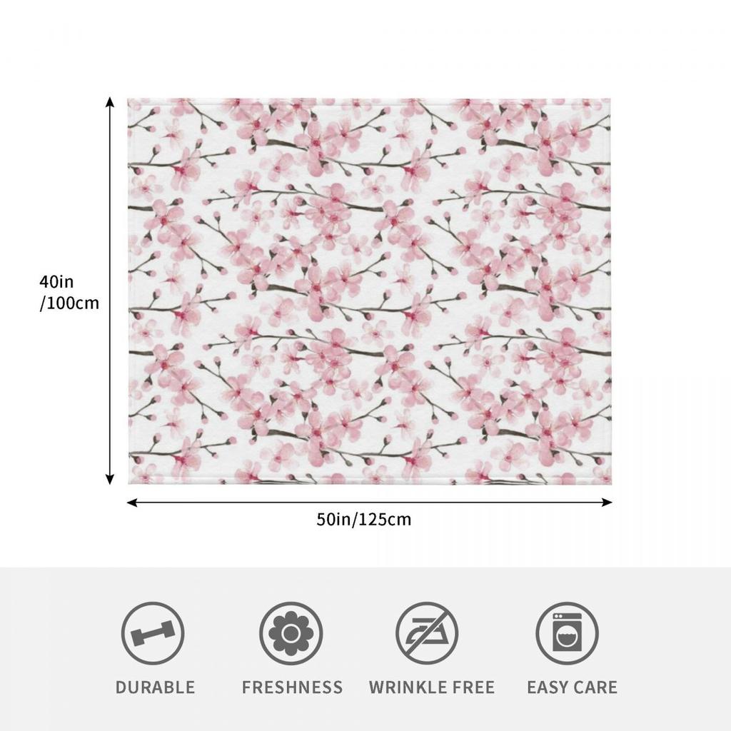 Акварельное искусство 'Цветение вишни' от Magenta Rose Designs Плед Роскошный Гигантский Диван Для Малыша Мягкие Большие Пледы