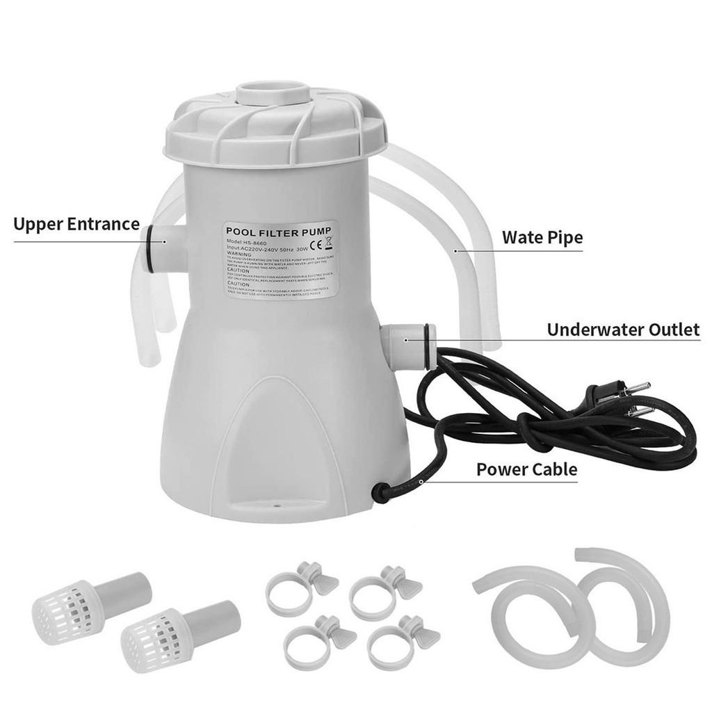40W Swimming Pool Electric Filtration Pump Household Silent Water Tank Cleaner Detachable Filter Element Water Filter