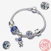 Luxury 925 Sterling Silver Moment Bracelet Set Blue Roaming Galaxy Murano Bracelet Girl Statement Fashion Charm Jewelry Gift