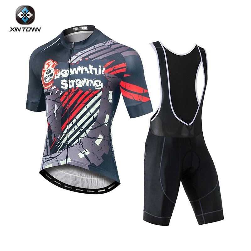 XINTOWN Mens Short Bib Cycling Jersey Quick Dry Moisture Wicking Bike Shirt Wear