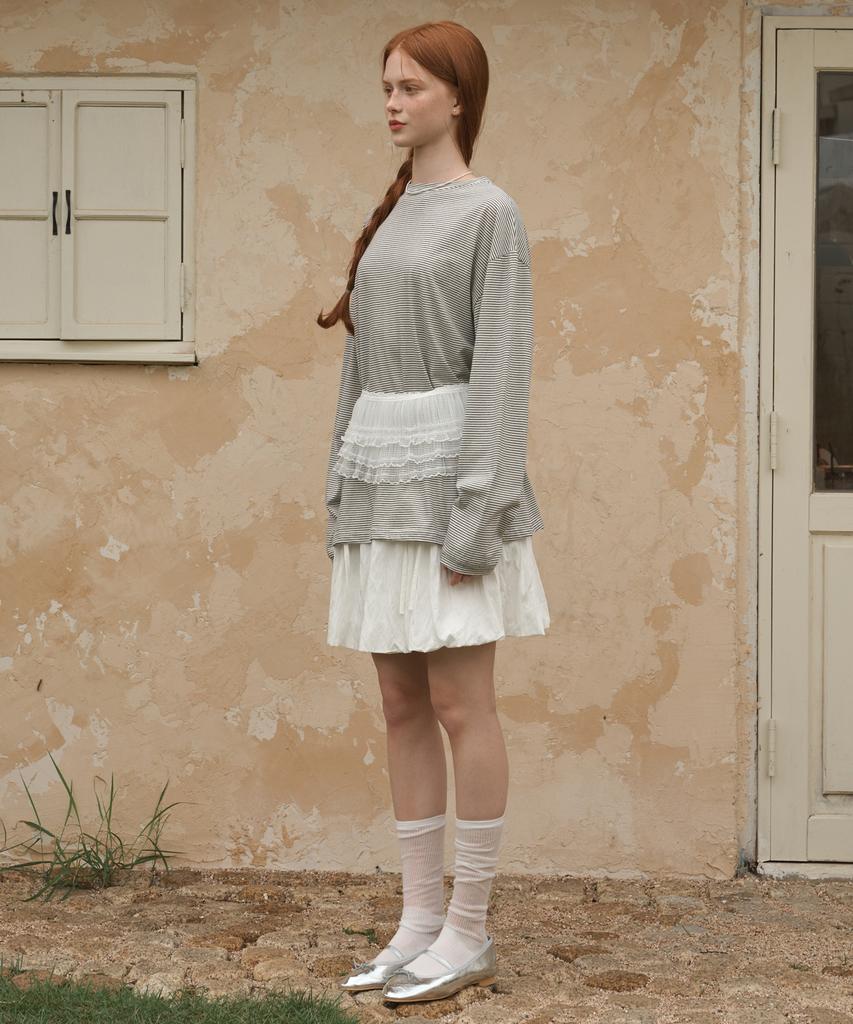 LOSSYROW Overfit Stripe Long Sleeve White
