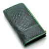 [Revetta] Длинный кошелек из крокодиловой кожи с внутренней отделкой из золотистого питона, L-образный, мужской, из натуральной кожи, на круглой молнии, зеленый, матовая отделка [243crw]