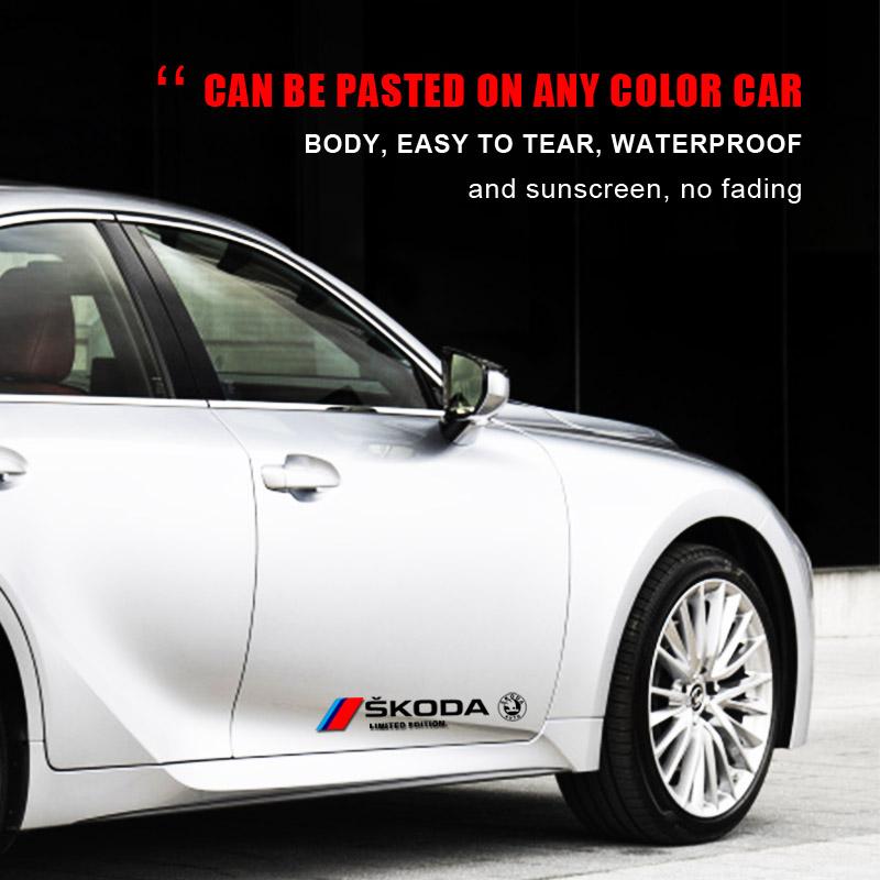 2 шт. Наклейки для украшения кузова автомобиля Персонализированные спортивные наклейки на двери для Skoda Superb Octavia Kodiaq Yeti Rapid Karoq Fabia Kamiq Enyaq Vis