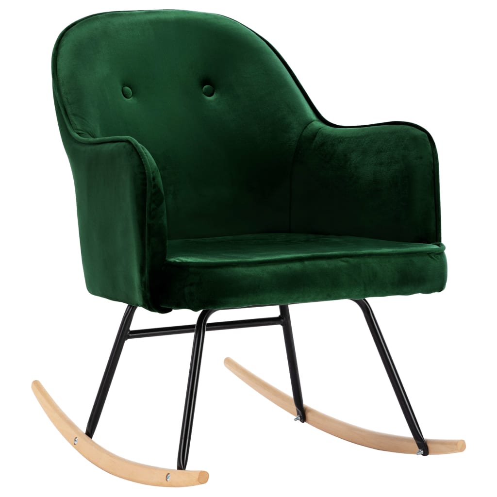 Rocking Chair Dark Green Velvet