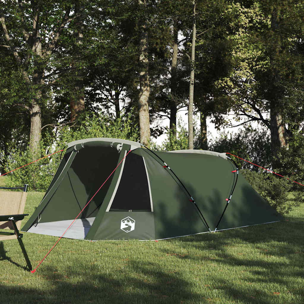 3 Person Tunnel Tent in Green and White 328 x 228 x 115 cm