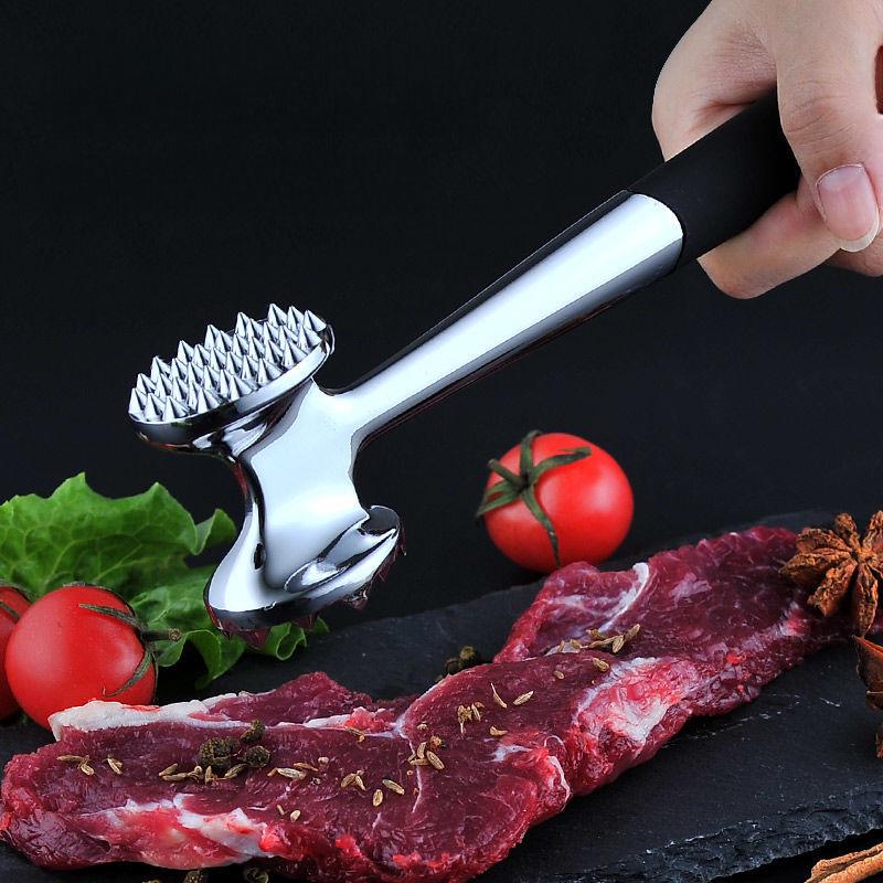 Двусторонний молоток для размягчения мяса из цинкового сплава - кухонный инструмент для разрывания сухожилий и разрыхления мяса