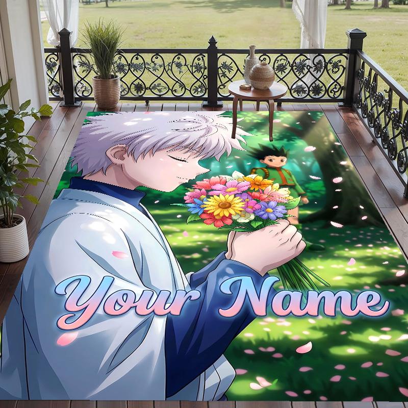 Custom Text Hunter × Hunter Pattern Floor Rug Soft Indoor Carpet Mat Living Room Bedroom