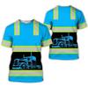 New Work Trucker Safety Uniform 3D Print T-shirts Men's Short Sleeve T Shirt Oversized Streetwear Harajuku Tees Top Kid Clothing