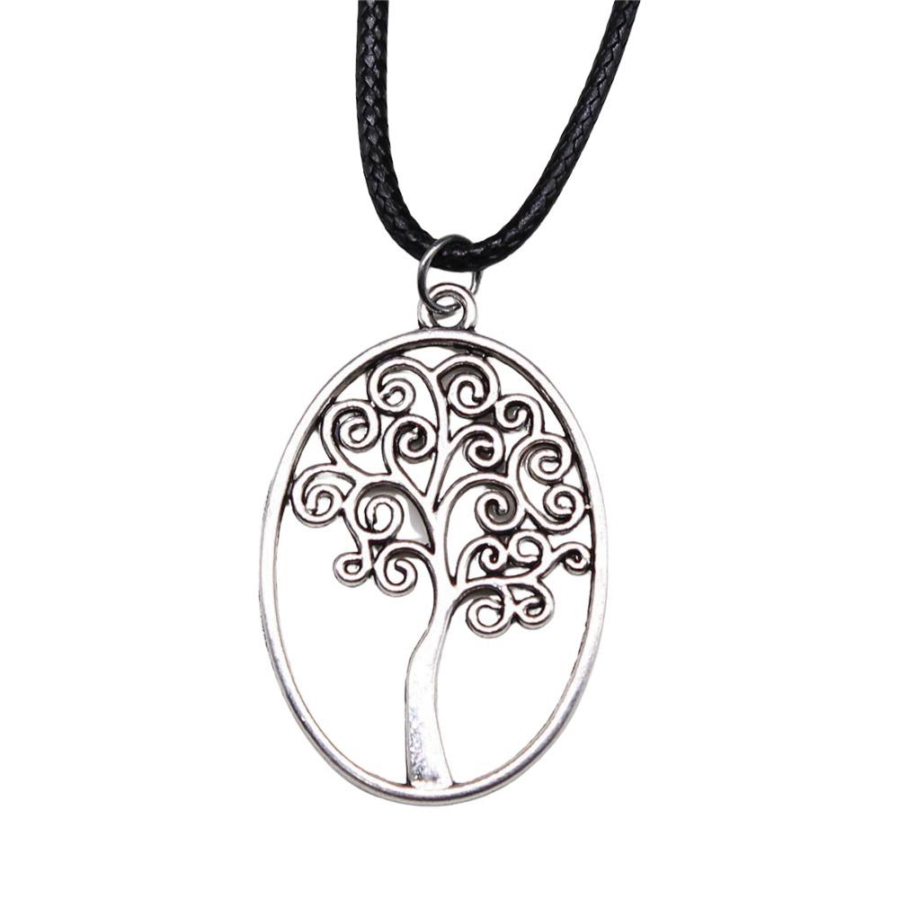 Антикварный кулон-ожерелье "Древо Жизни" Nature Boho Statement Jewelry 45см Кожаная цепочка