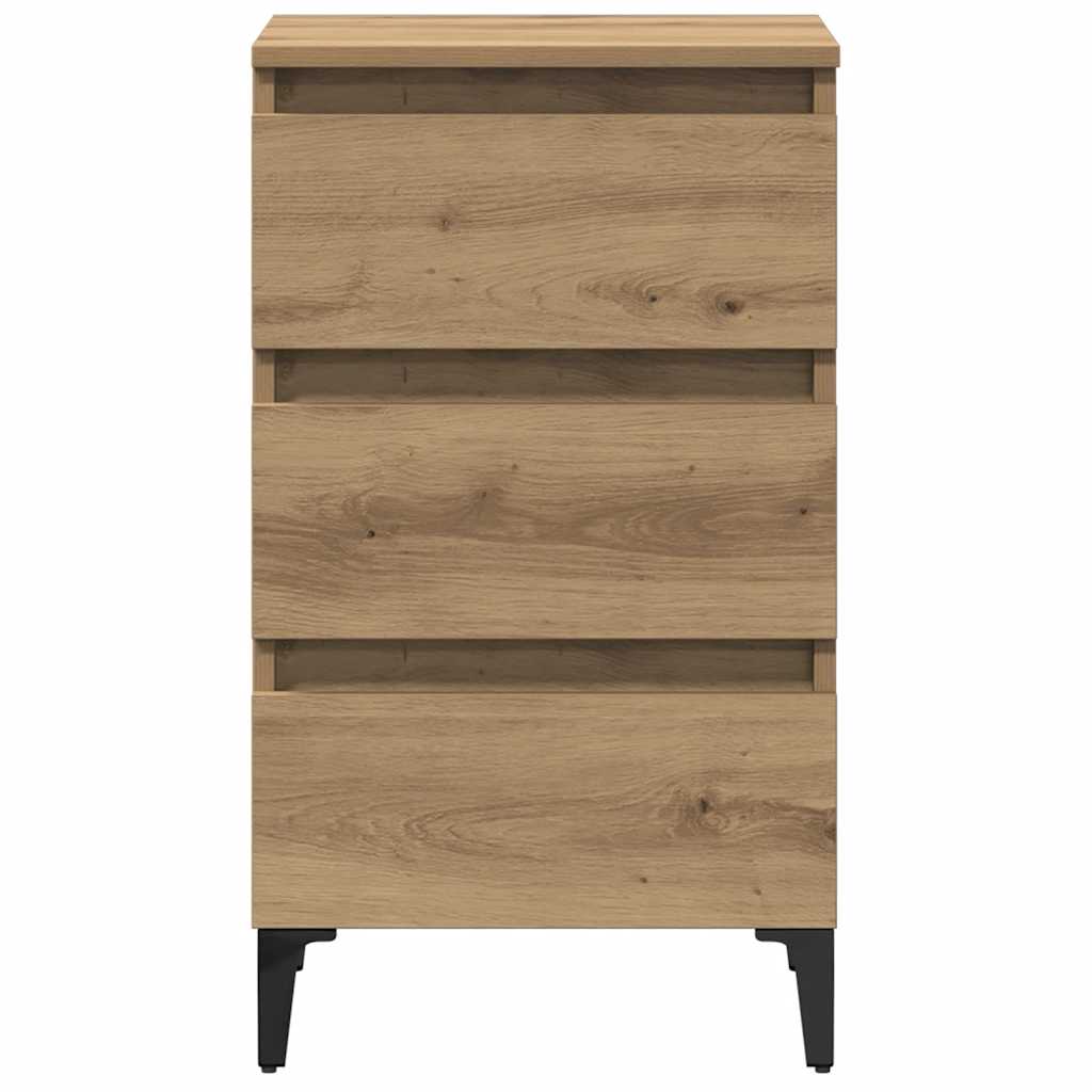 Nightstand with Metal Legs Artisan Oak Finish 40 x 35 x 69 cm
