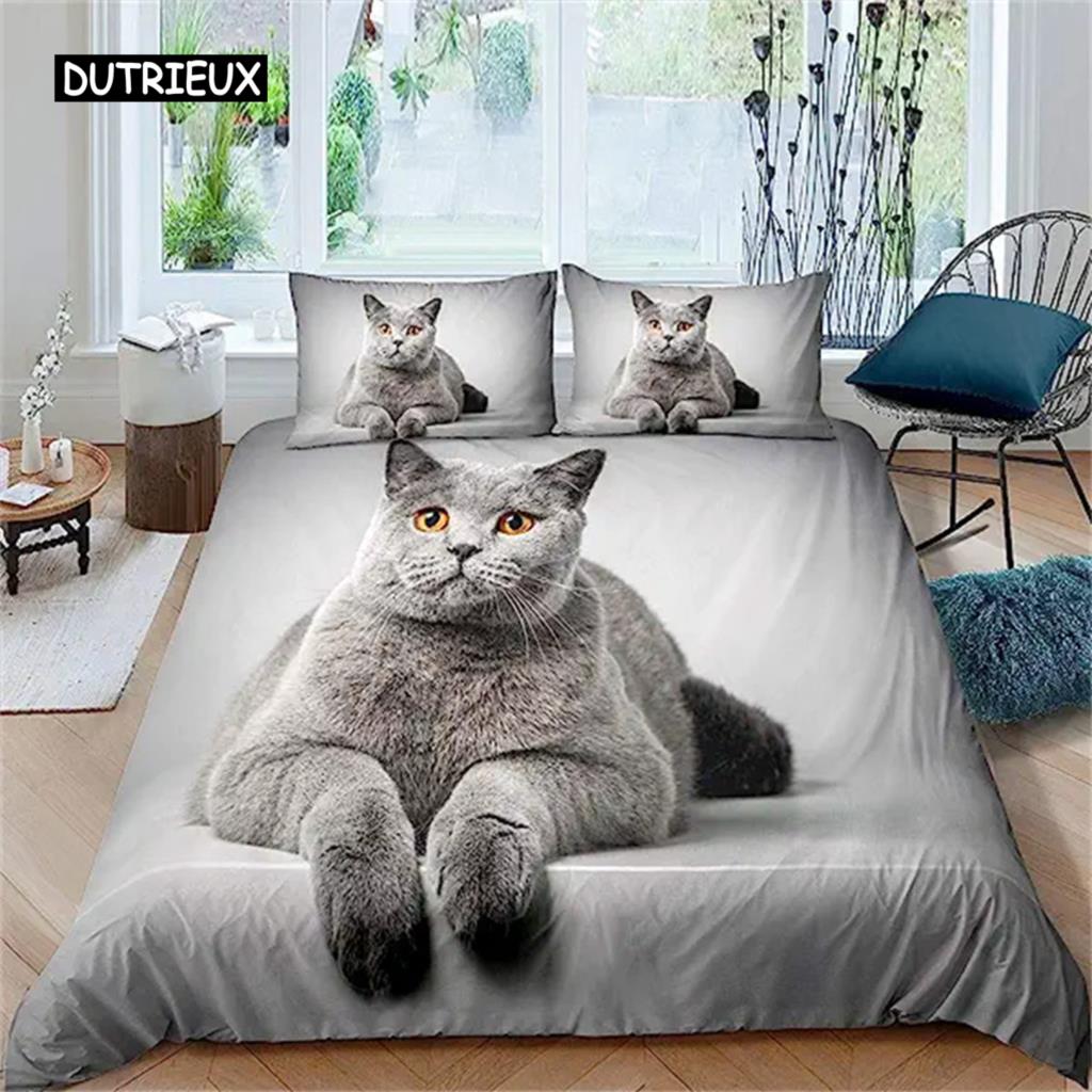 Пододеяльник с изображением кота, милый котенок, одеяло для детей, мальчиков, девочек, подростков, покрывало с 3D-животными, подарки для любителей кошек