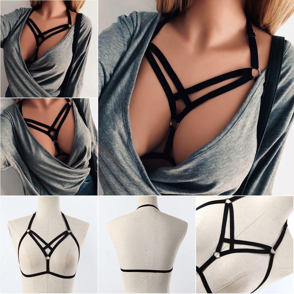 Summer Bralette Bustier Belt Lingerie Push Up Crop Top Cage Harness Sexy Bandage Bra