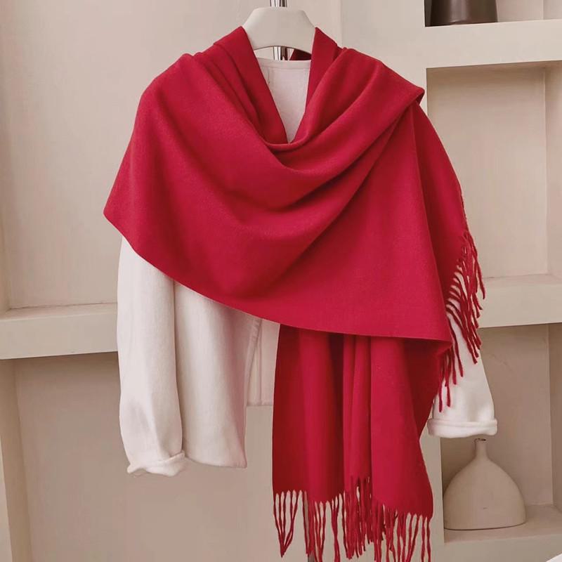 Women's Winter Japanese & Korean Solid Color Shawl - Premium Imitation Cashmere, Custom Logo, Long Autumn/Winter Scarf