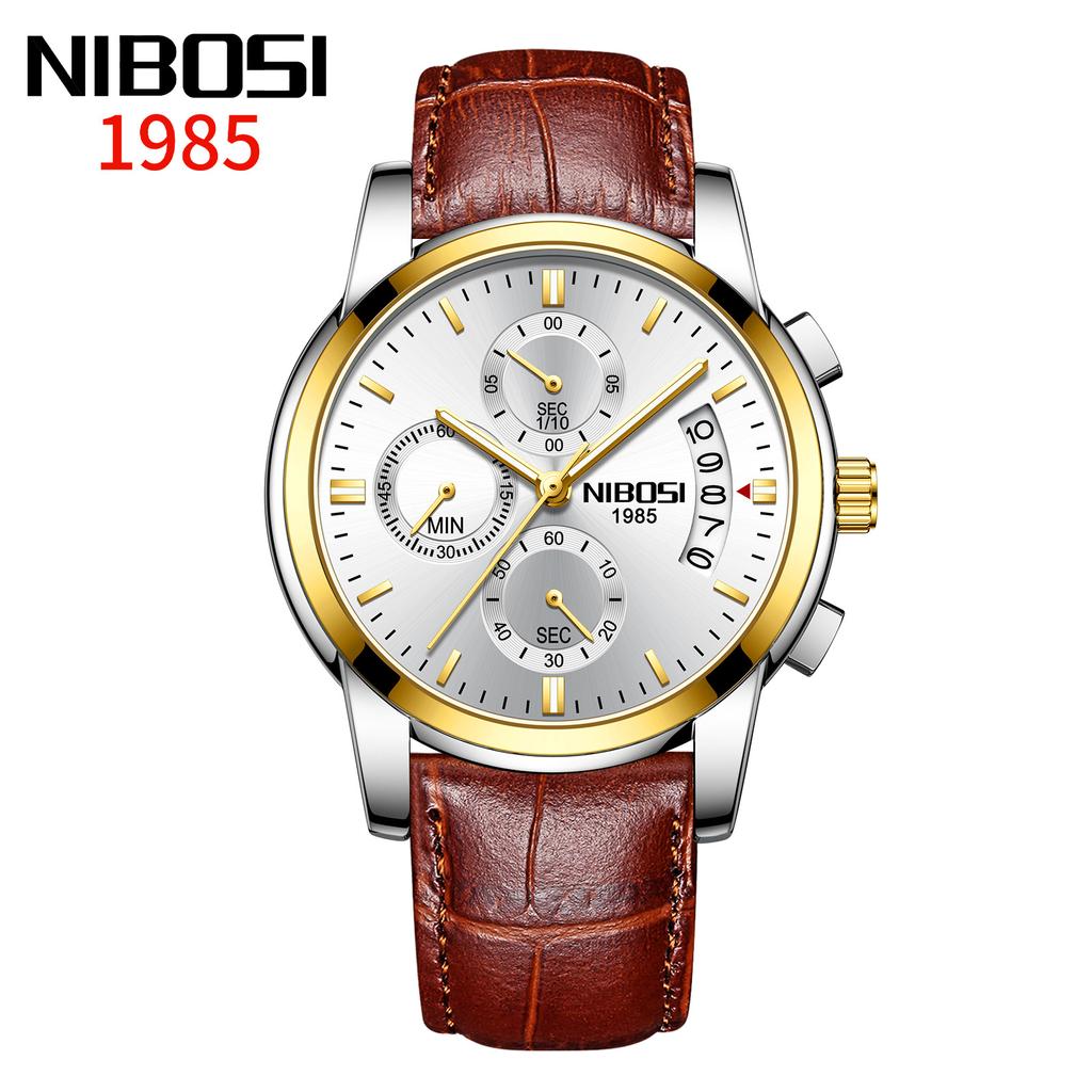 Часы NIBOSI Деловые мужские часы Многофункциональные шестиконтактные кварцевые часы