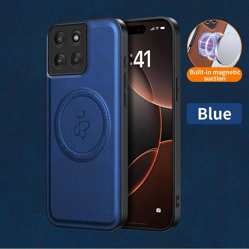 Wireless Charging Magnetic Case for Motorola Edge 60 Pro Moto Edge 60 Fusion Protective Cover PU Leather Hard Back Shell Coque