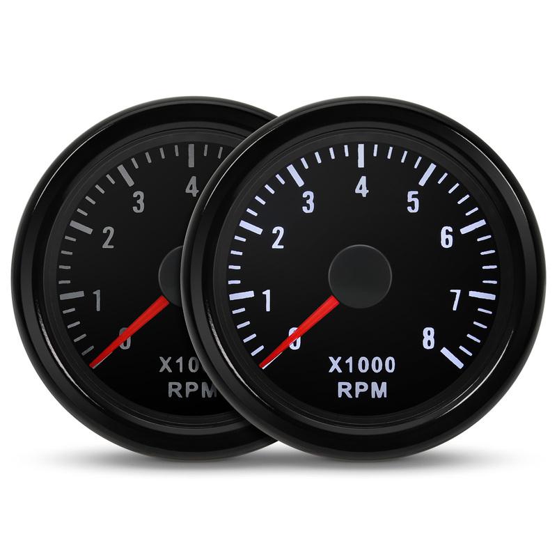 52mm 8000 RPM Meter Tachometer for Motor Engine Accessories with White Backlight 12V 1-8 Cylinders Tacho Meter