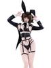 SENMHS Черный Костюм Косплей Сексуальный Кролик с PU Кожей Бодикон и Сдерживающим Дьявольски Сексуальный и Милый Тренировочное SM Белье для