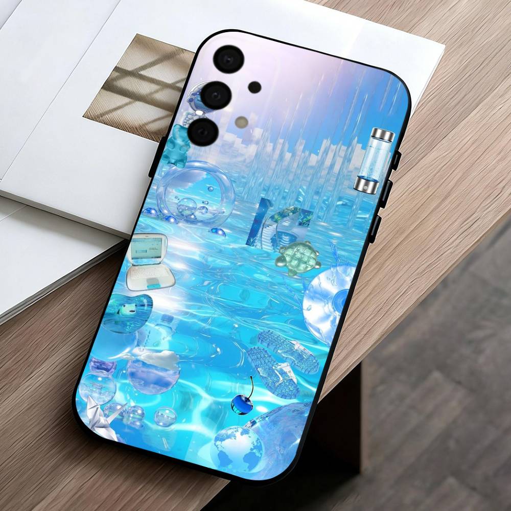F-Frutiger Aero Aqua N-Nostalgia Чехол для телефона для Samsung Galaxy A73,A72,A71,A70,A53,A52,A51,Другие Мягкий Черный Корпус