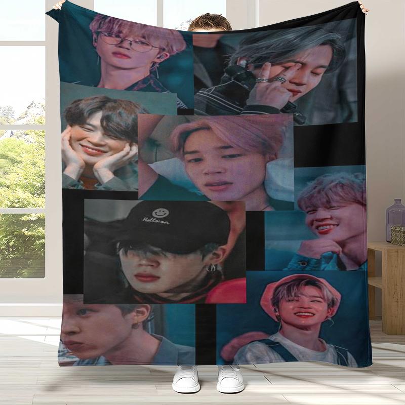 Плед фланелевый Jimin Kpop B-BTS Star, Ультрамягкий теплый плюшевый плед для дома, спальни, кровати, дивана, офиса, кемпинга, пикника, подарок