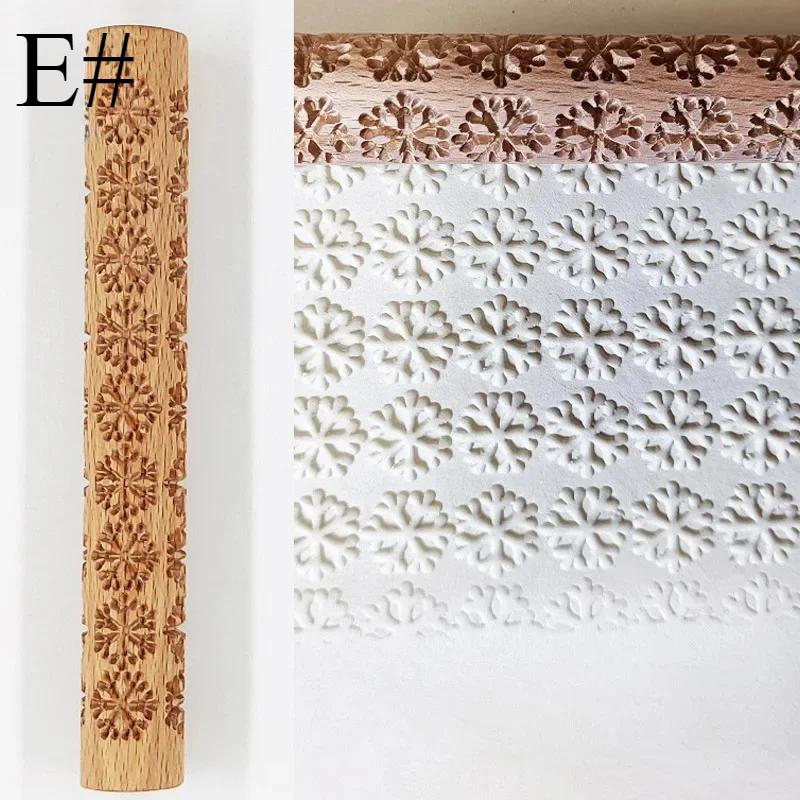 1pc Wooden Texture Rolling Pin Ceramic Pottery Art Embossed Rod Flower Pattern Mud Roll Roll Reliefs DIY Clay Craft Tool