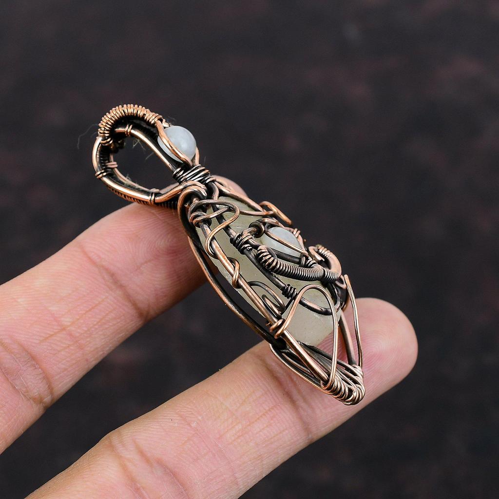 Кулон "Сглаз" Селенит Друзы Медная проволока Обернутый кулон с драгоценным камнем Ювелирные изделия "Сглаз" Подвеска из лунного камня ручной работы Подарок для нее Медные украшения