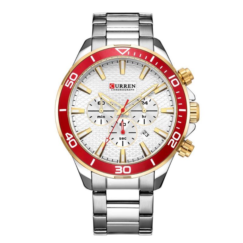 CURREN New Top Men's Watch Steel Band Casual Watch Small Dial Quartz Calendar Six Hand Watch