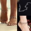 1Pc Antique Silver Flower Small Bell Anklet Ankle Bracelet Foot Chain Jewelry