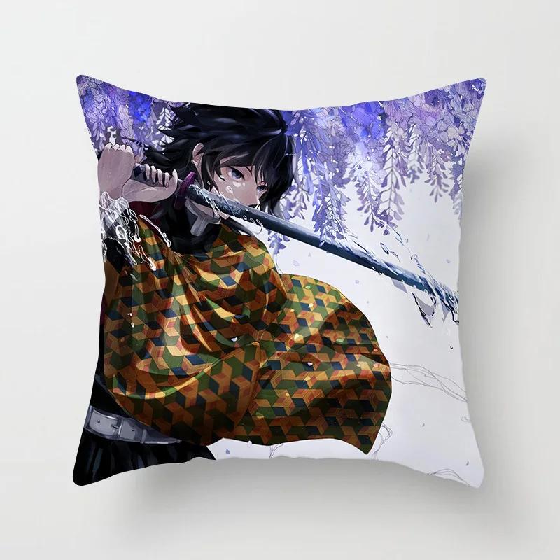 45 * 45 см Аниме Клинок, рассекающий демонов Kimetsu No Yaiba Печатная наволочка Детская спальня Гостиная Домашний декор Наволочки Наволочка