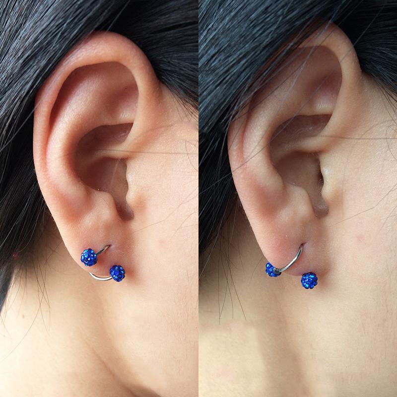 16 г Горячая новая серьга с кристаллами для хряща, хирургическая сталь, блеск, 1 шт., спиральная женская сережка-гвоздик для пирсинга тела, ручная работа