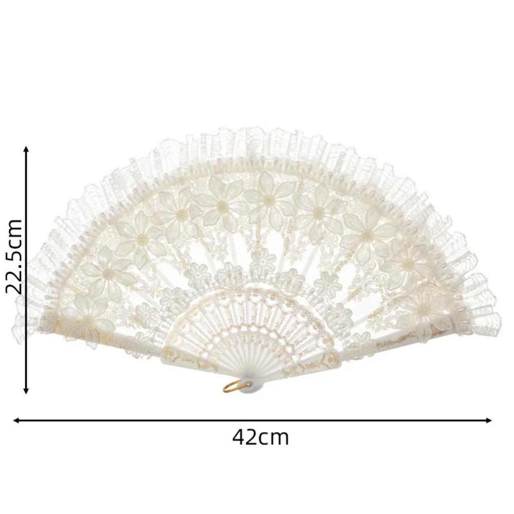 Белый кружевной складной веер в стиле ретро, придворный стиль, свадебный ручной веер, украшение для дома, кружевной ручной веер в стиле Лолиты, подарок