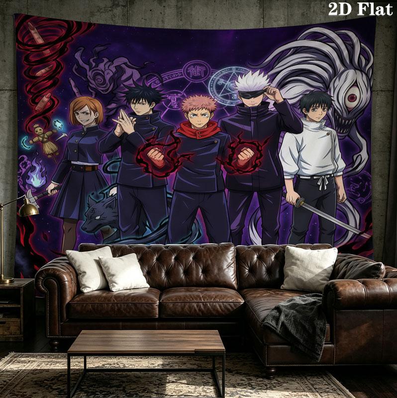 Стена с гобеленом Jujutsu Kaisen Эстетичное настенное панно Печатное тканевое одеяло Декоративные гобелены Для спальни гостиной Домашний декор