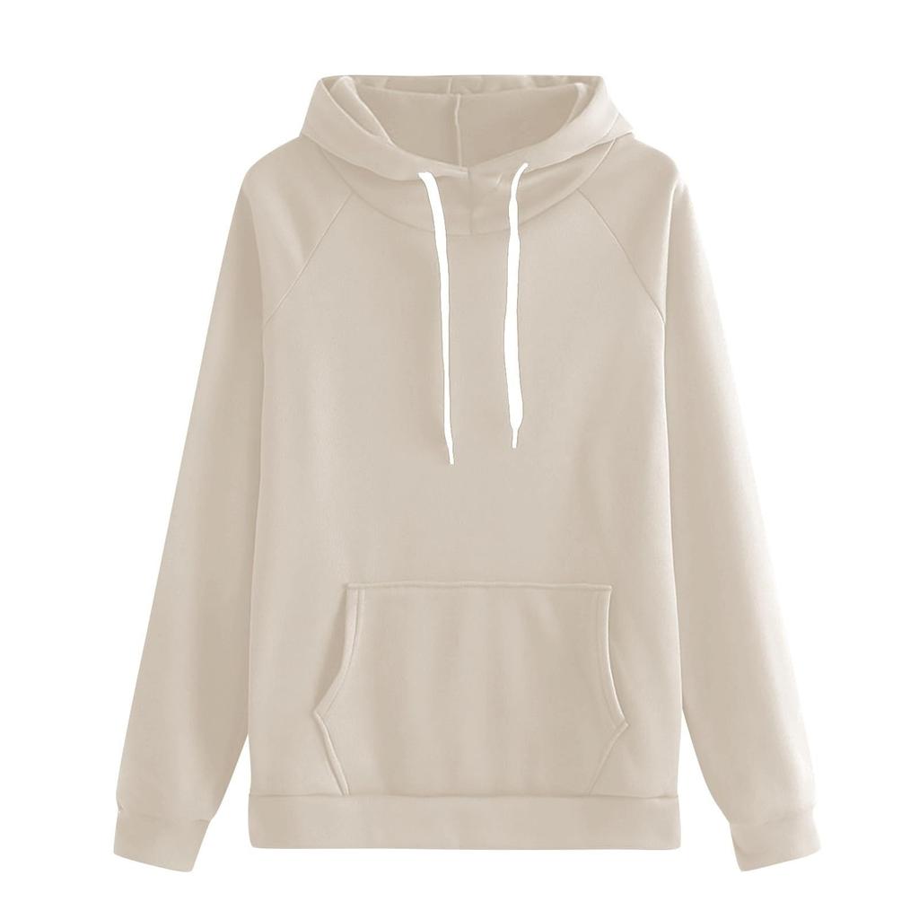 Women's Casual Loose Solid Color Long-sleeved Crewneck Sports Hoodie