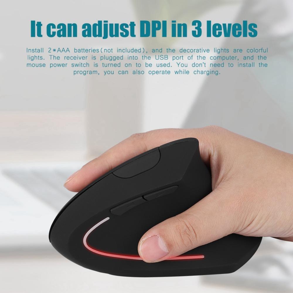 2.4GHz Wireless Mouse Adjustable DPI Vertical Mouse Lefty Design Optical Mouse Office