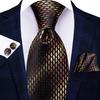Paisley Mens Blue Tie Set Silk Woven Necktie Handkerchief Cufflinks Wedding Gift