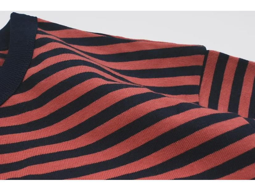 Летняя полосатая мужская футболка цвета хаки и морской волны OKONKWO