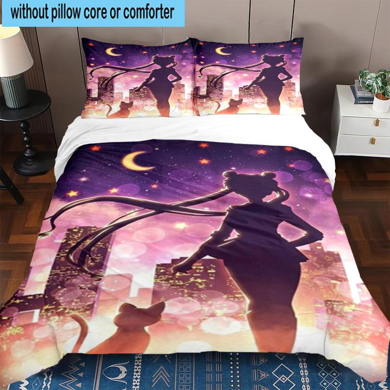3PCS Lunar Cat Magic Night 3pcs Bedding,Including 3PCS Duvet Cover And 2pcs Pillowcases Perfect for Christmas,Ideal for Bedroom, Dormitory