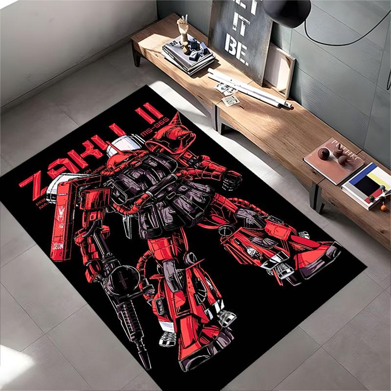 Red Zaku II Robot Design suitable as a non-slip mat for the living room or bedroom sofa