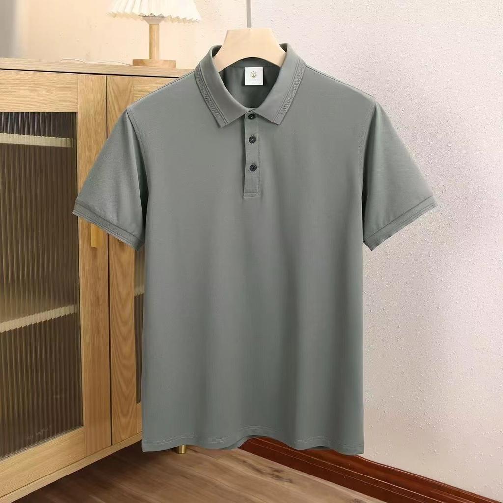 7A Ice Silk, бесшовная рубашка-поло с короткими рукавами для мужчин, летняя однотонная футболка из тутового шелка и бамбукового волокна