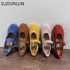 Fashion SUOJIALUN 2025 Spring New Brand Women Flat Shoes Fashion Round Toe Ladies Elegant Mary Jane Shoes Soft Flat Heel Single Shoes