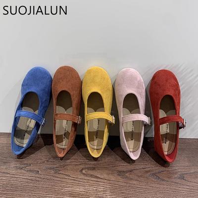 Мода SUOJIALUN 2025 Весна Новинка Бренд Женские Туфли на Плоской Подошве Мода Круглый Носок Женские Элегантные Туфли Мэри Джейн Мягкий Плоский Каблук Одинарные Туфли